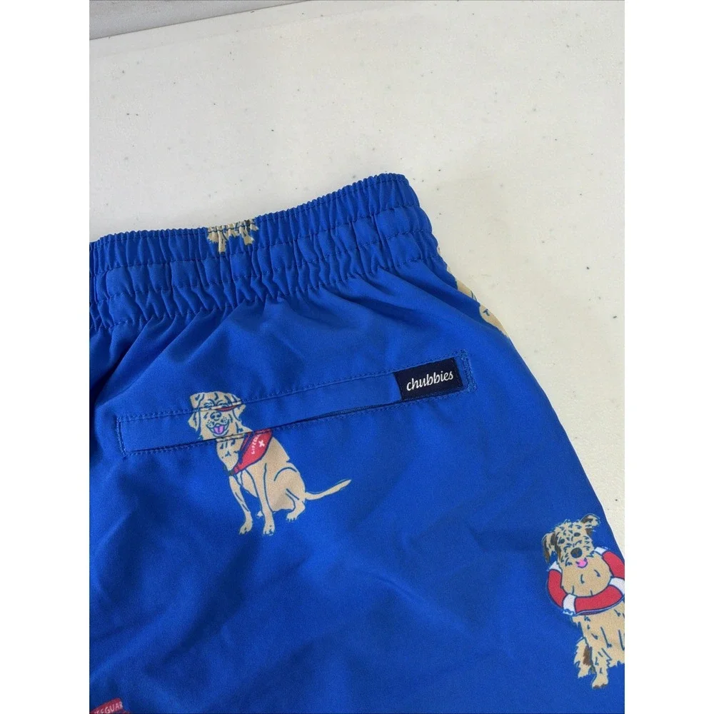 Chubbies Men's Swim Trunks Blue Lifeguard Dog Size S 5.5